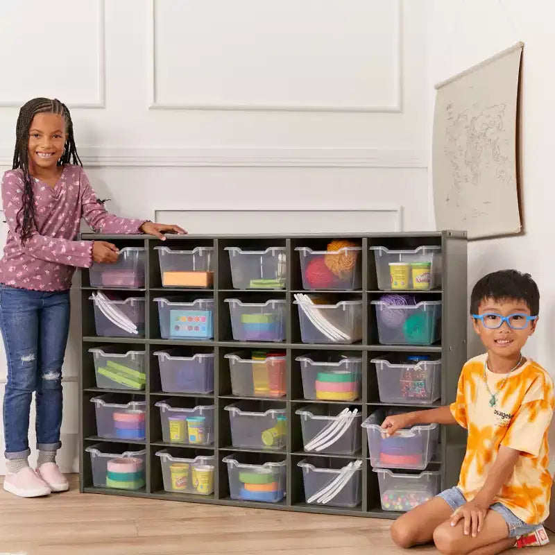 ECR4Kids Streamline 25 Cubby Tray Storage Cabinet, 5x5, Classroom Furniture