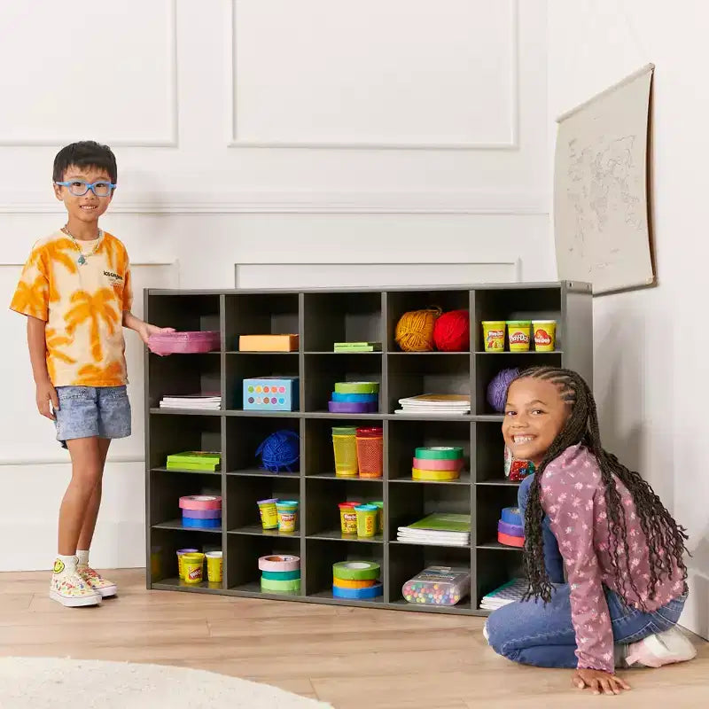 ECR4Kids Streamline 25 Cubby Tray Storage Cabinet, 5x5, Classroom Furniture