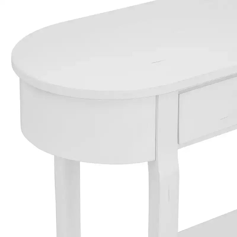 Elegant Retro Console Table with Curved Design and Smooth Glaze for Entryways, Living Rooms and hallways (Antique White)