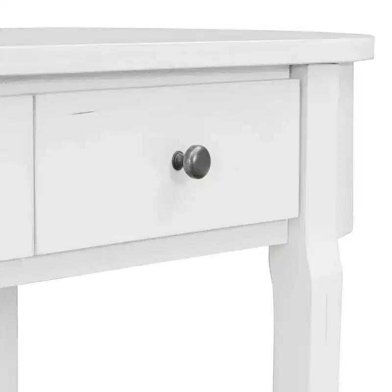 Elegant Retro Console Table with Curved Design and Smooth Glaze for Entryways, Living Rooms and hallways (Antique White)
