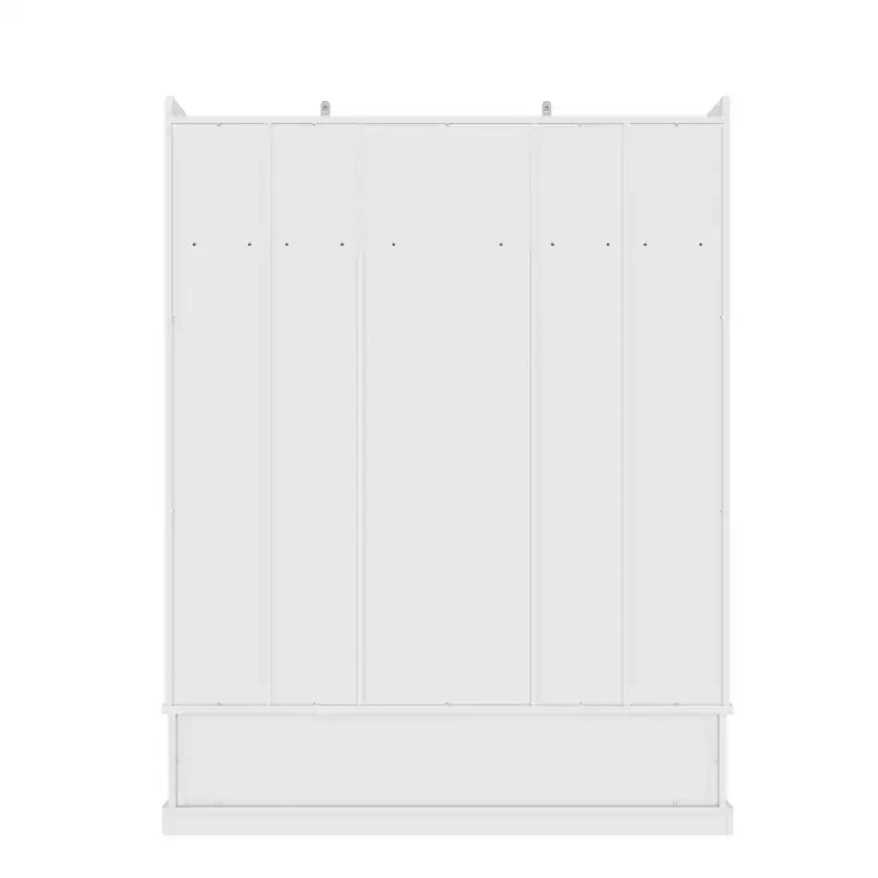 Modern Hall Tree Entryway Bench Storage Organizer Cabinet with 4 Doors, 5 Drawers and Adjustable Shelves, White/Black-ModernLuxe