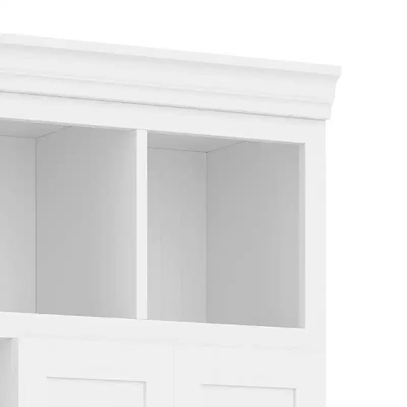 Modern Hall Tree Entryway Bench Storage Organizer Cabinet with 4 Doors, 5 Drawers and Adjustable Shelves, White/Black-ModernLuxe
