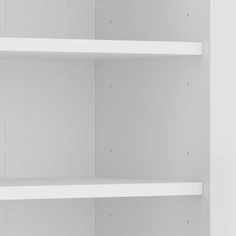 Modern Hall Tree Entryway Bench Storage Organizer Cabinet with 4 Doors, 5 Drawers and Adjustable Shelves, White/Black-ModernLuxe