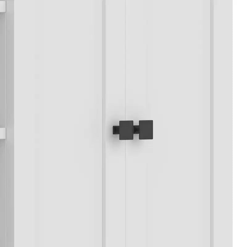 Modern Hall Tree Entryway Bench Storage Organizer Cabinet with 4 Doors, 5 Drawers and Adjustable Shelves, White/Black-ModernLuxe