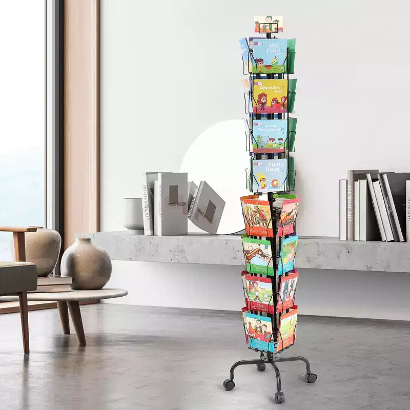 VEVOR Greeting Cards Display Rack, 32 Pockets Rotating Postcard Brochure Display Stand, 360 Spinning Card Display Rack with Sign Holder