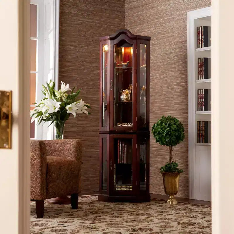 Canterdale Corner Curio Cabinet - Brown - SEI
