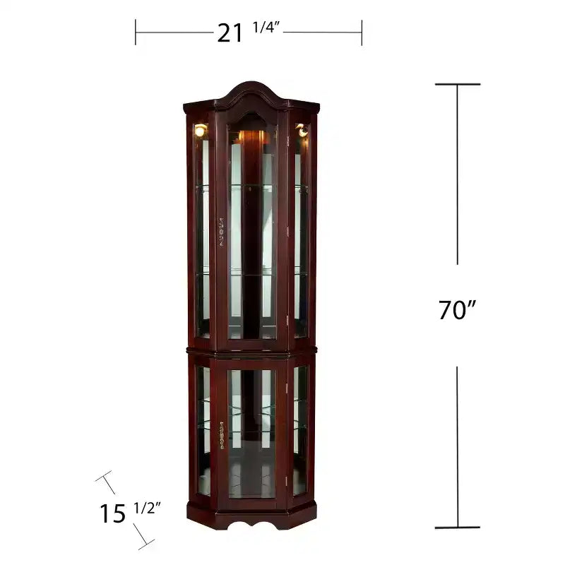 Canterdale Corner Curio Cabinet - Brown - SEI