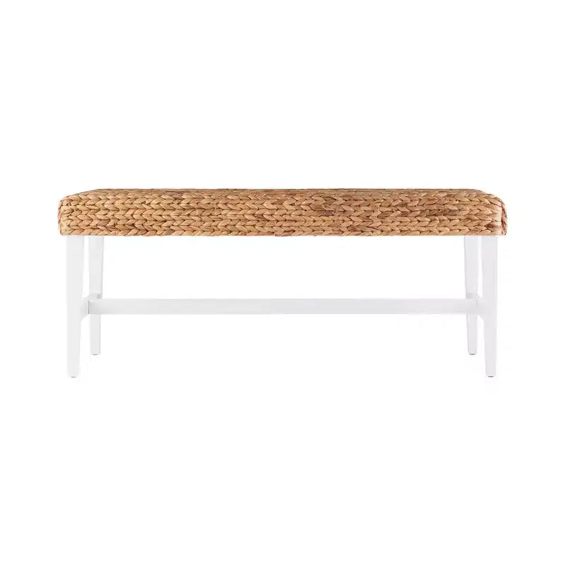Standerson White Woven Coffee Table Bench - White - SEI
