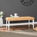 Standerson White Woven Coffee Table Bench - White - SEI