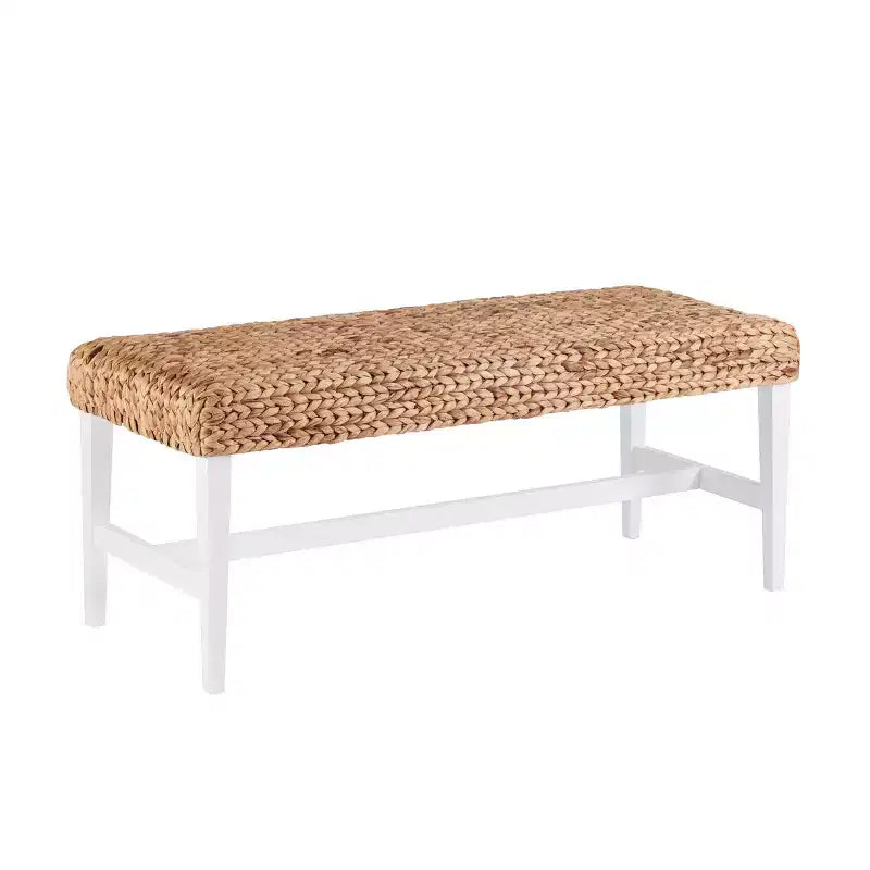 Standerson White Woven Coffee Table Bench - White - SEI