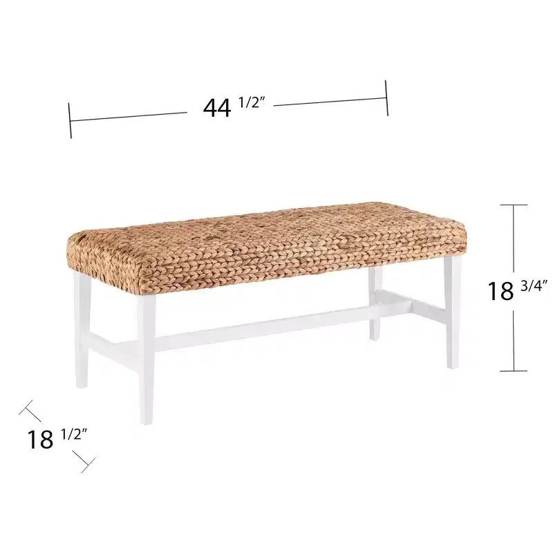 Standerson White Woven Coffee Table Bench - White - SEI