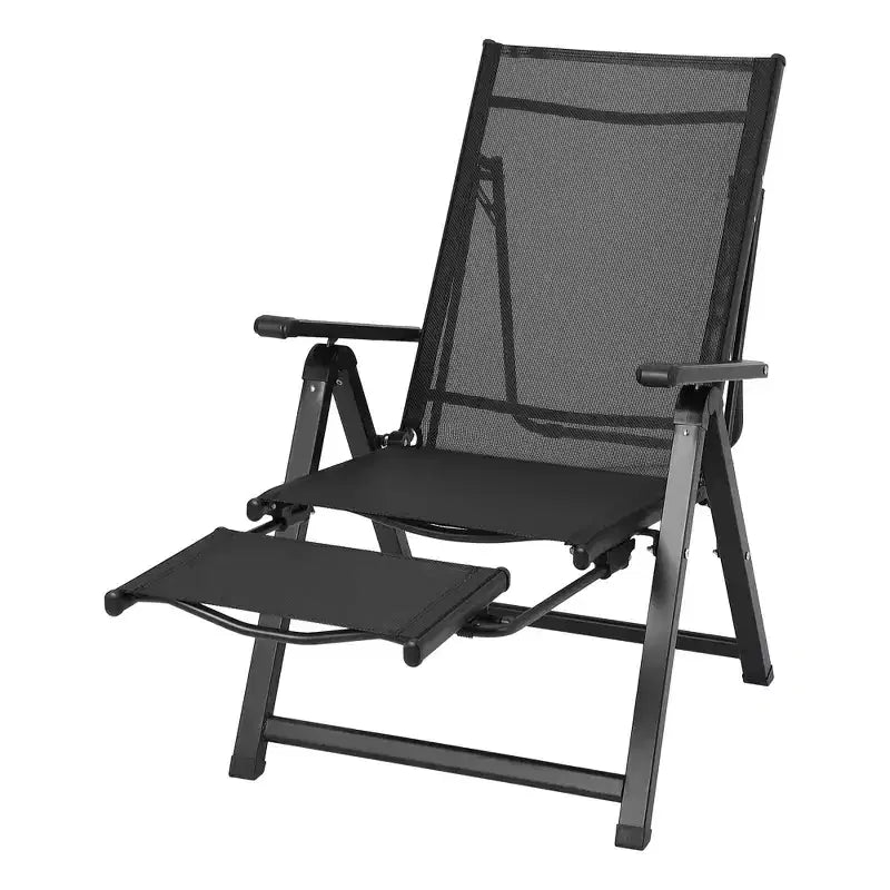 Outdoor Folding Dining Chairs with Backrests Armrests, Chaise Lounge Chairs with Footrests, Adjustable Reclining Chair No Assembly, 330lbs