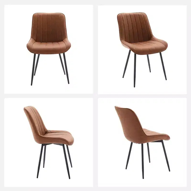 Dining Chairs Set of 2 - Faux Leather, Comfortable Mid Century Modern Design, Metal Legs, Upholstered Side Chair, for Kitchen Dining Room Living Room