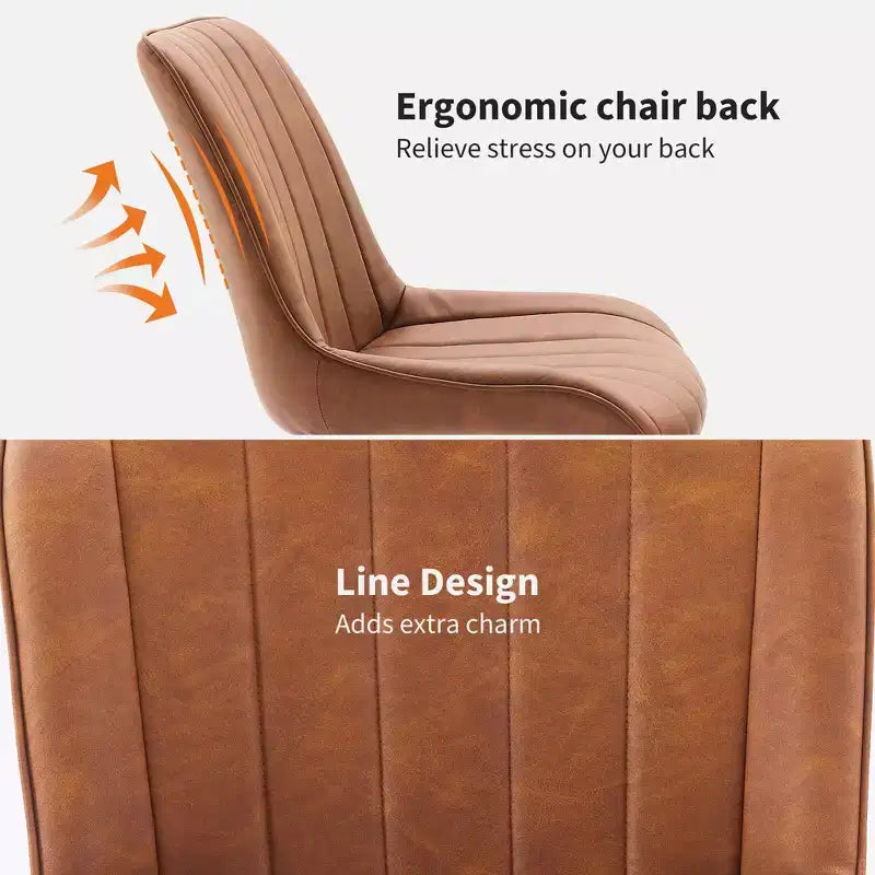 Dining Chairs Set of 2 - Faux Leather, Comfortable Mid Century Modern Design, Metal Legs, Upholstered Side Chair, for Kitchen Dining Room Living Room