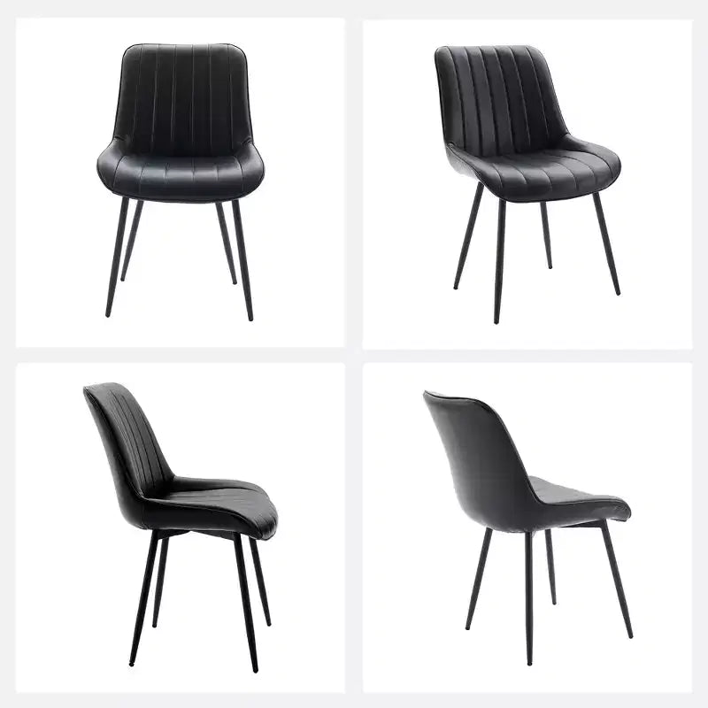 Dining Chairs Set of 2 - Faux Leather, Comfortable Mid Century Modern Design, Metal Legs, Upholstered Side Chair, for Kitchen Dining Room Living Room