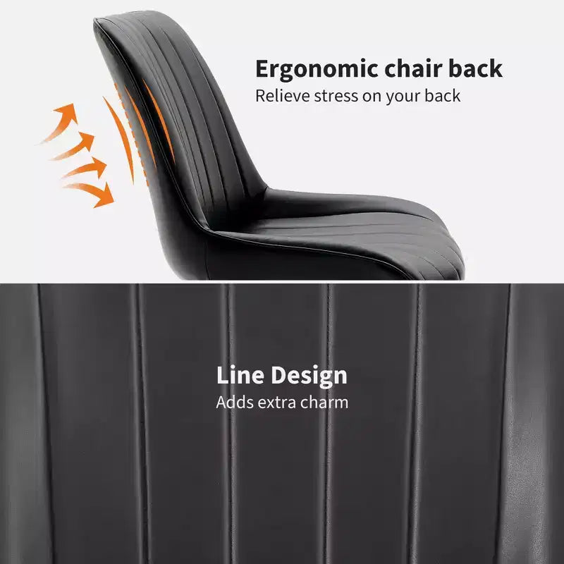 Dining Chairs Set of 2 - Faux Leather, Comfortable Mid Century Modern Design, Metal Legs, Upholstered Side Chair, for Kitchen Dining Room Living Room