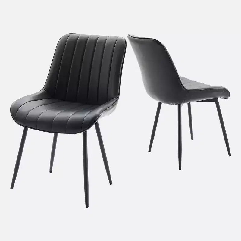 Dining Chairs Set of 2 - Faux Leather, Comfortable Mid Century Modern Design, Metal Legs, Upholstered Side Chair, for Kitchen Dining Room Living Room