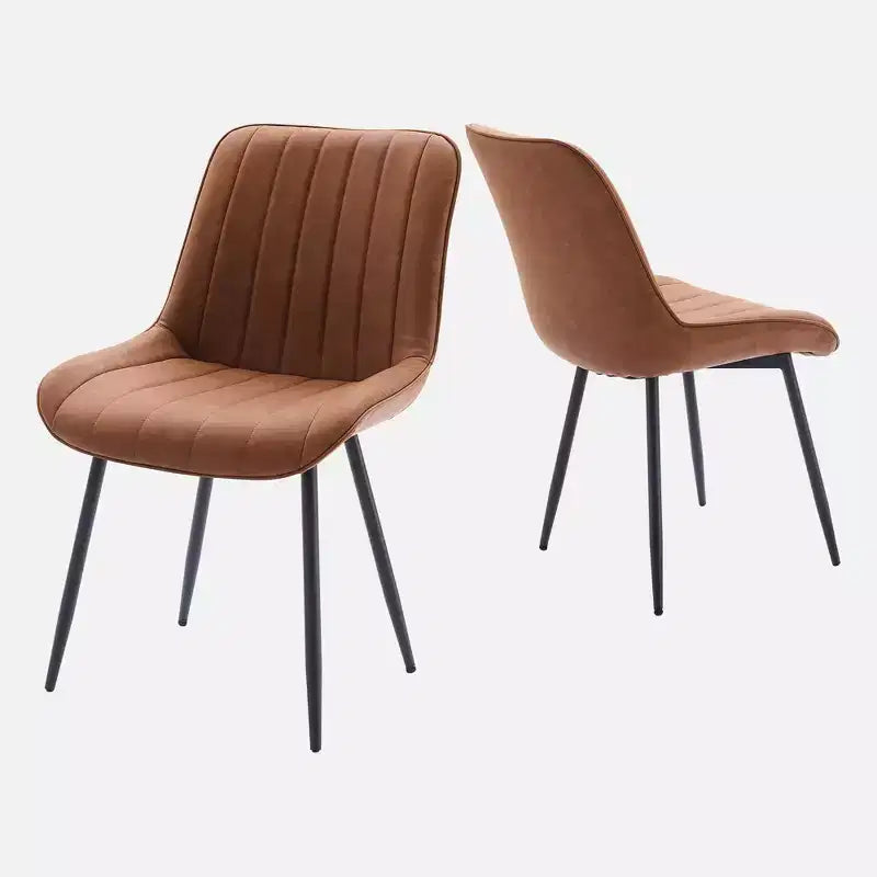 Dining Chairs Set of 2 - Faux Leather, Comfortable Mid Century Modern Design, Metal Legs, Upholstered Side Chair, for Kitchen Dining Room Living Room