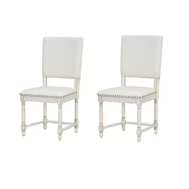 Set of 2 Upholstered Dining Chair with Padded Back, Vintage Kitchen Chairs Dining Room Chairs, Natural/Cream-ModernLuxe