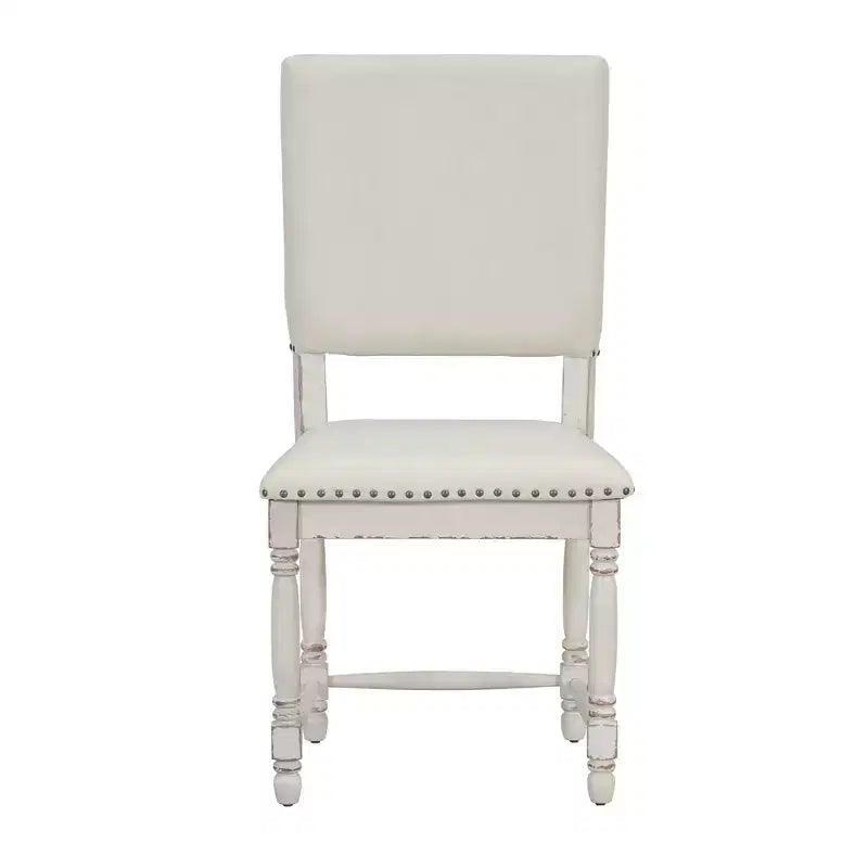 Set of 2 Upholstered Dining Chair with Padded Back, Vintage Kitchen Chairs Dining Room Chairs, Natural/Cream-ModernLuxe