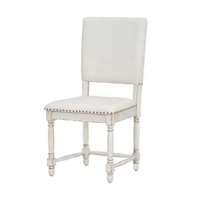 Set of 2 Upholstered Dining Chair with Padded Back, Vintage Kitchen Chairs Dining Room Chairs, Natural/Cream-ModernLuxe