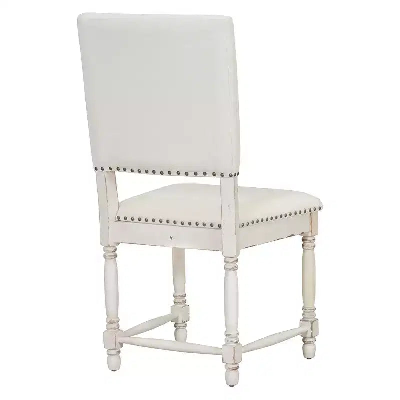 Set of 2 Upholstered Dining Chair with Padded Back, Vintage Kitchen Chairs Dining Room Chairs, Natural/Cream-ModernLuxe