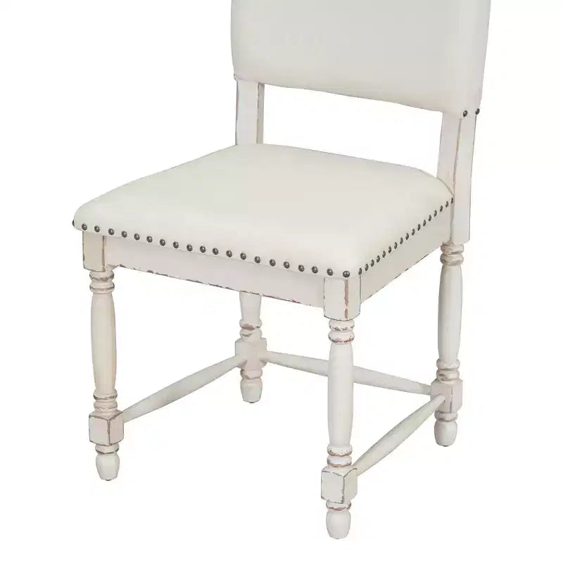 Set of 2 Upholstered Dining Chair with Padded Back, Vintage Kitchen Chairs Dining Room Chairs, Natural/Cream-ModernLuxe