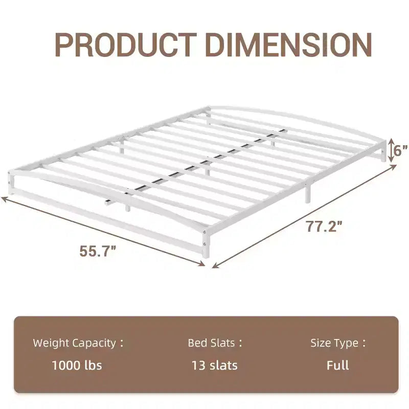 Low Bed Frame 6 Inch Heavy Duty Metal Platform Bed Frame Low Profile, Mattress Foundation, No Box Spring Needed