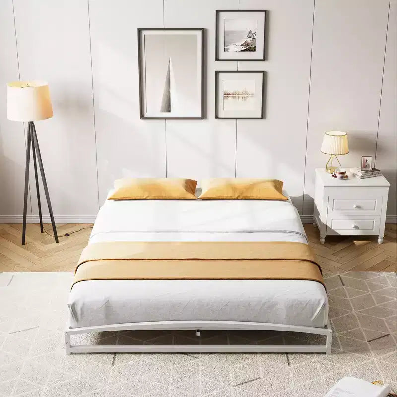 Low Bed Frame 6 Inch Heavy Duty Metal Platform Bed Frame Low Profile, Mattress Foundation, No Box Spring Needed