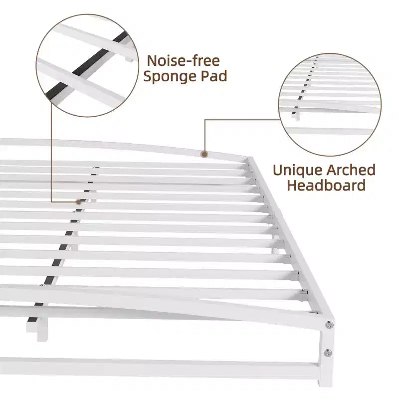 Low Bed Frame 6 Inch Heavy Duty Metal Platform Bed Frame Low Profile, Mattress Foundation, No Box Spring Needed