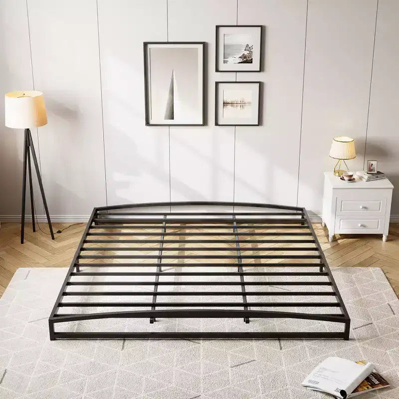 Low Bed Frame 6 Inch Heavy Duty Metal Platform Bed Frame Low Profile, Mattress Foundation, No Box Spring Needed