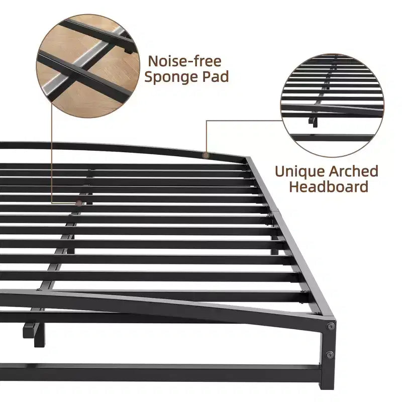 Low Bed Frame 6 Inch Heavy Duty Metal Platform Bed Frame Low Profile, Mattress Foundation, No Box Spring Needed