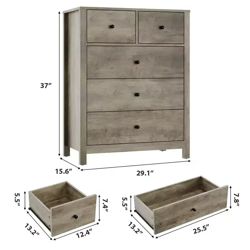 Modern Tall Dresser, Drawer Storage Chest for Bedroom, Wooden Organizer with Drawers for Entryway Hallway