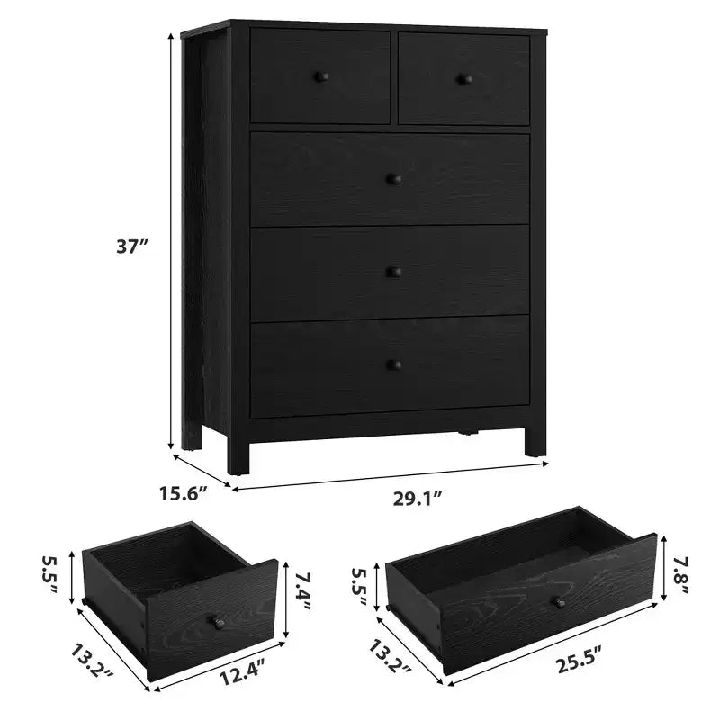 Modern Tall Dresser, Drawer Storage Chest for Bedroom, Wooden Organizer with Drawers for Entryway Hallway