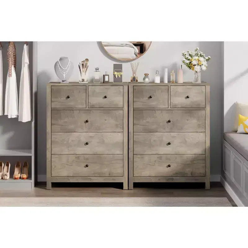 Modern Tall Dresser, Drawer Storage Chest for Bedroom, Wooden Organizer with Drawers for Entryway Hallway