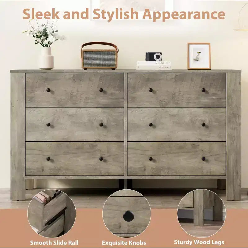 Modern Tall Dresser, Drawer Storage Chest for Bedroom, Wooden Organizer with Drawers for Entryway Hallway