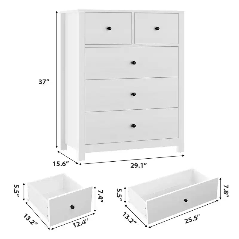 Modern Tall Dresser, Drawer Storage Chest for Bedroom, Wooden Organizer with Drawers for Entryway Hallway