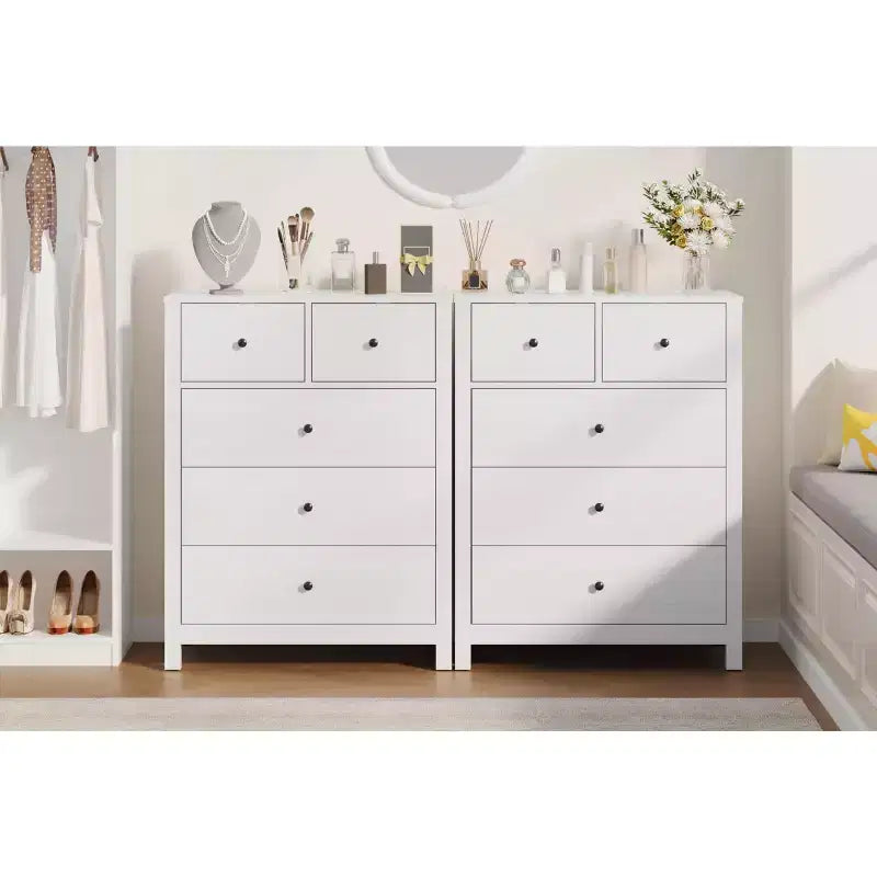 Modern Tall Dresser, Drawer Storage Chest for Bedroom, Wooden Organizer with Drawers for Entryway Hallway