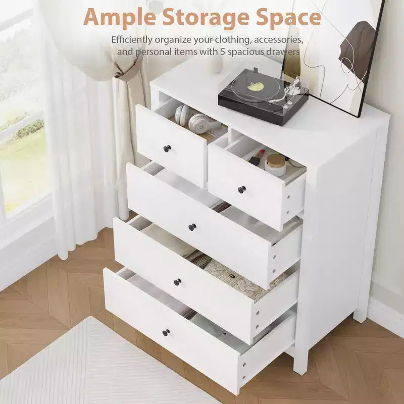 Modern Tall Dresser, Drawer Storage Chest for Bedroom, Wooden Organizer with Drawers for Entryway Hallway