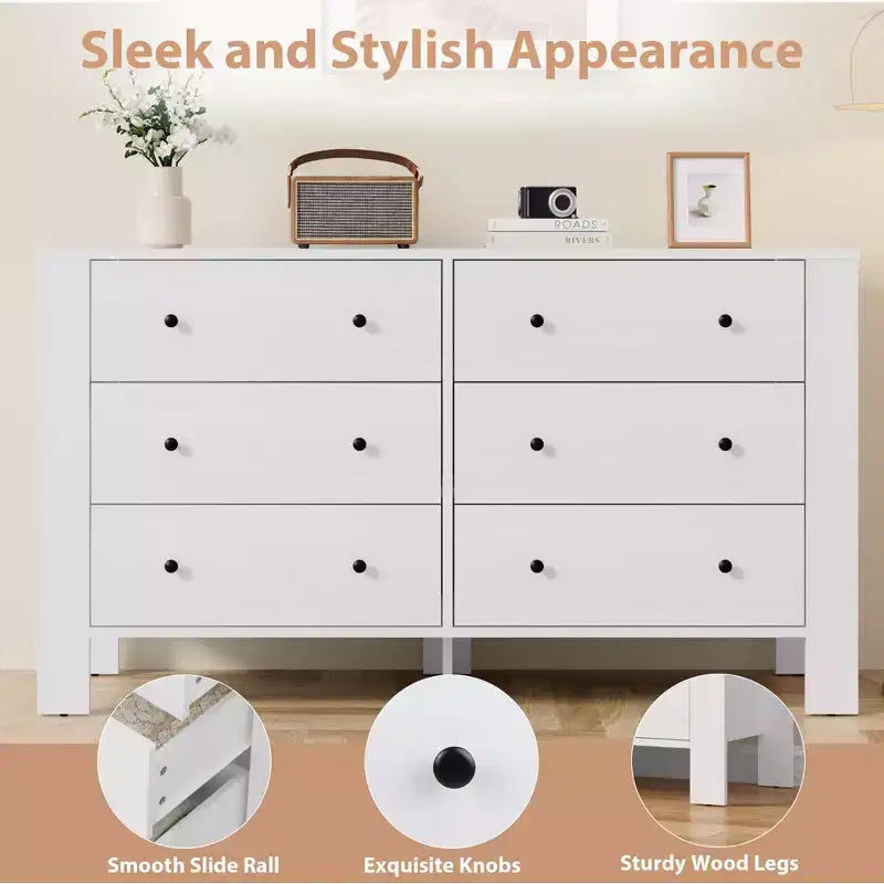 Modern Tall Dresser, Drawer Storage Chest for Bedroom, Wooden Organizer with Drawers for Entryway Hallway