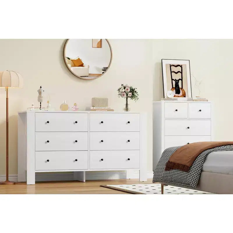 Modern Tall Dresser, Drawer Storage Chest for Bedroom, Wooden Organizer with Drawers for Entryway Hallway
