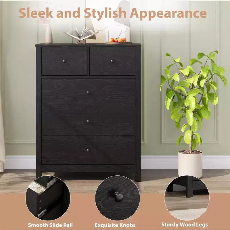 Modern Tall Dresser, Drawer Storage Chest for Bedroom, Wooden Organizer with Drawers for Entryway Hallway