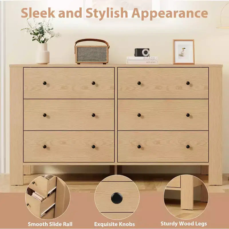 Modern Tall Dresser, Drawer Storage Chest for Bedroom, Wooden Organizer with Drawers for Entryway Hallway