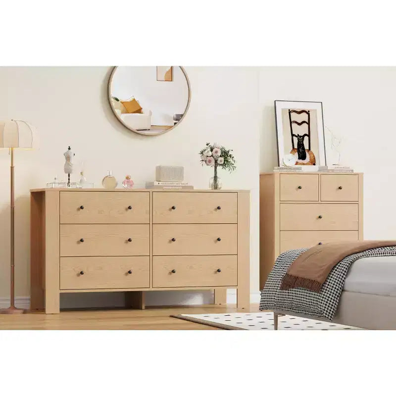 Modern Tall Dresser, Drawer Storage Chest for Bedroom, Wooden Organizer with Drawers for Entryway Hallway