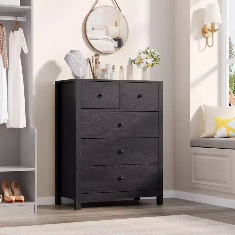 Modern Tall Dresser, Drawer Storage Chest for Bedroom, Wooden Organizer with Drawers for Entryway Hallway