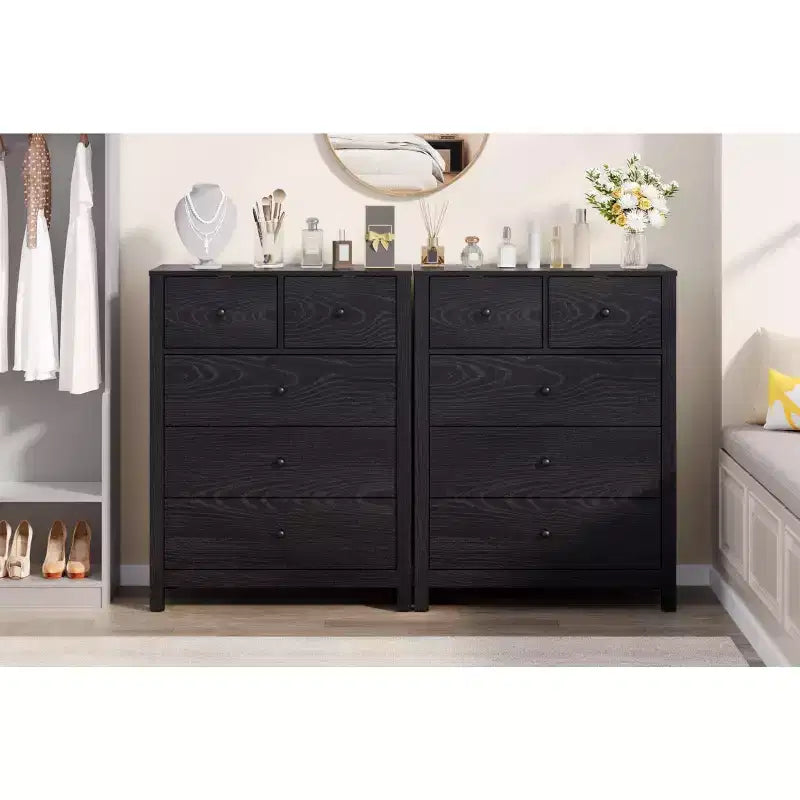 Modern Tall Dresser, Drawer Storage Chest for Bedroom, Wooden Organizer with Drawers for Entryway Hallway