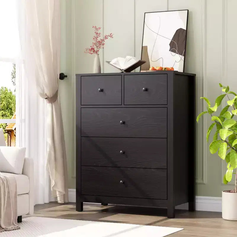 Modern Tall Dresser, Drawer Storage Chest for Bedroom, Wooden Organizer with Drawers for Entryway Hallway