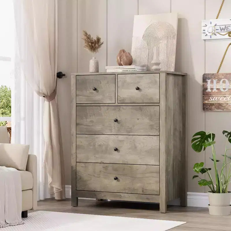 Modern Tall Dresser, Drawer Storage Chest for Bedroom, Wooden Organizer with Drawers for Entryway Hallway