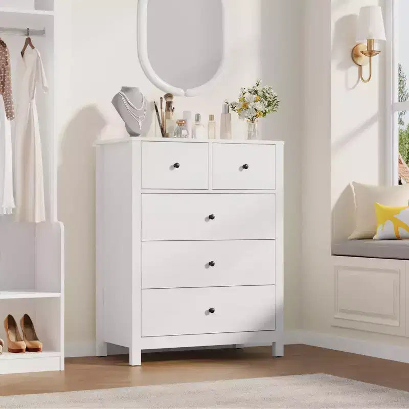 Modern Tall Dresser, Drawer Storage Chest for Bedroom, Wooden Organizer with Drawers for Entryway Hallway