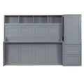CLIHOME Full Size Murphy Bed MDF Wall Bed with Closet and 2 Drawers